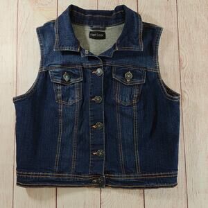 New Look dark blue denim crop vest